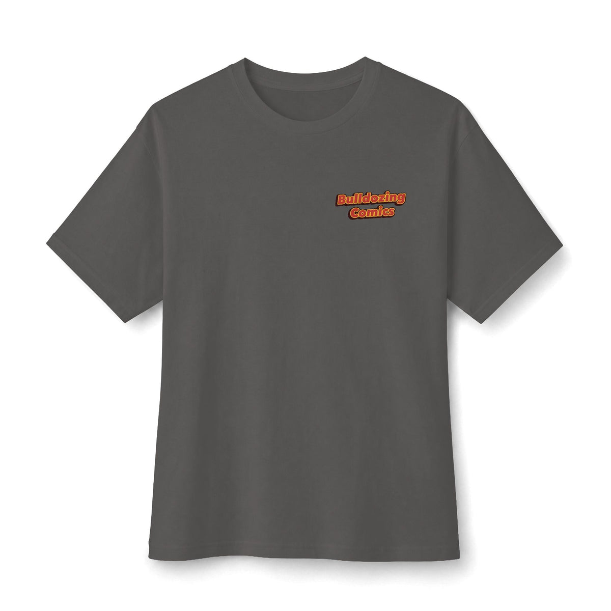 Bulldozing Comics Tee | Small Chest Logo, Vintage Comic Text