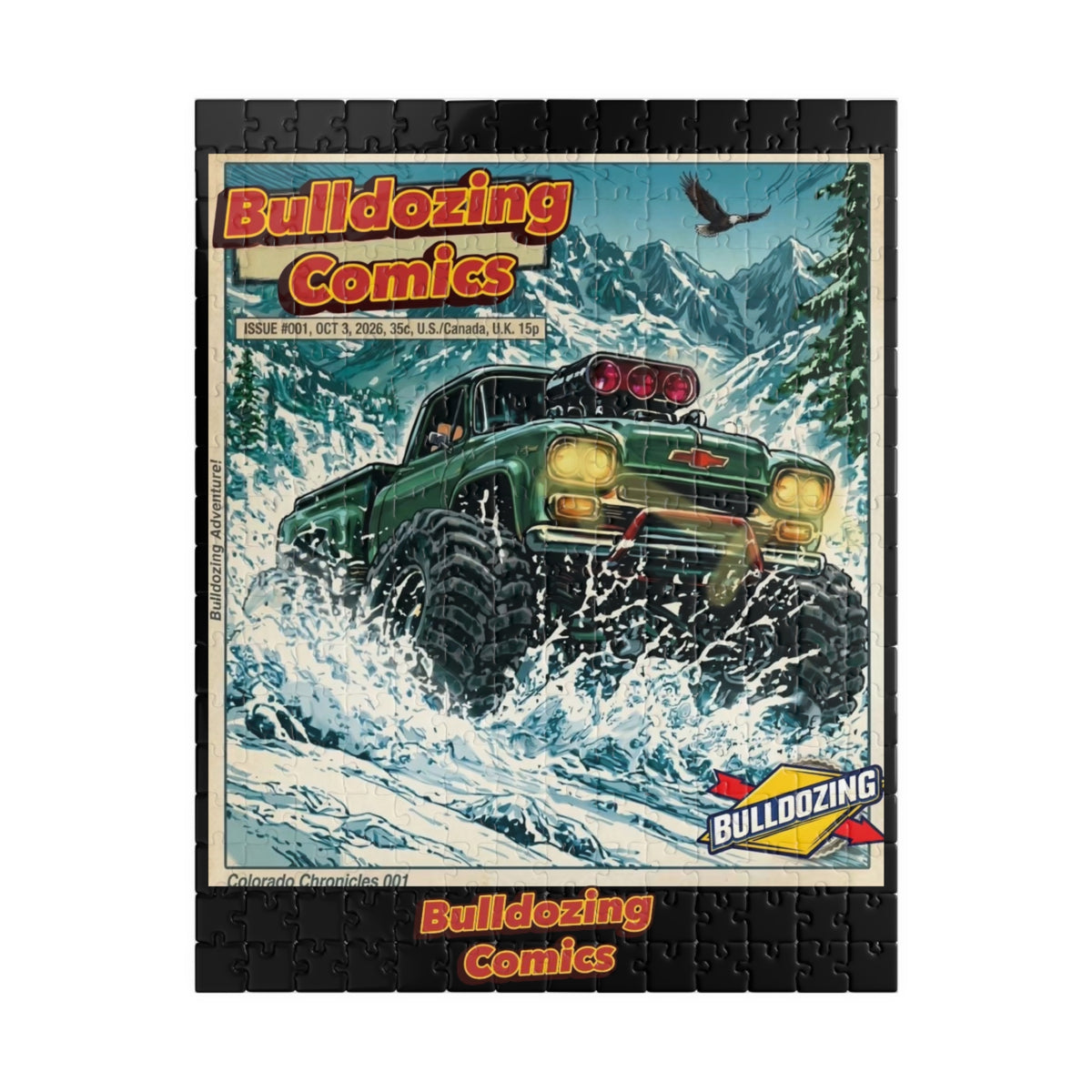 Off‑Road Monster Truck Puzzle — Vintage Bulldozing Comics Art (110/252/520/1014 pc)