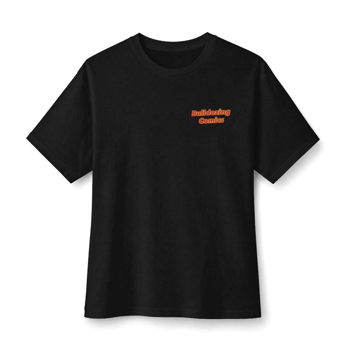 Bulldozing Comics Tee | Small Chest Logo, Vintage Comic Text