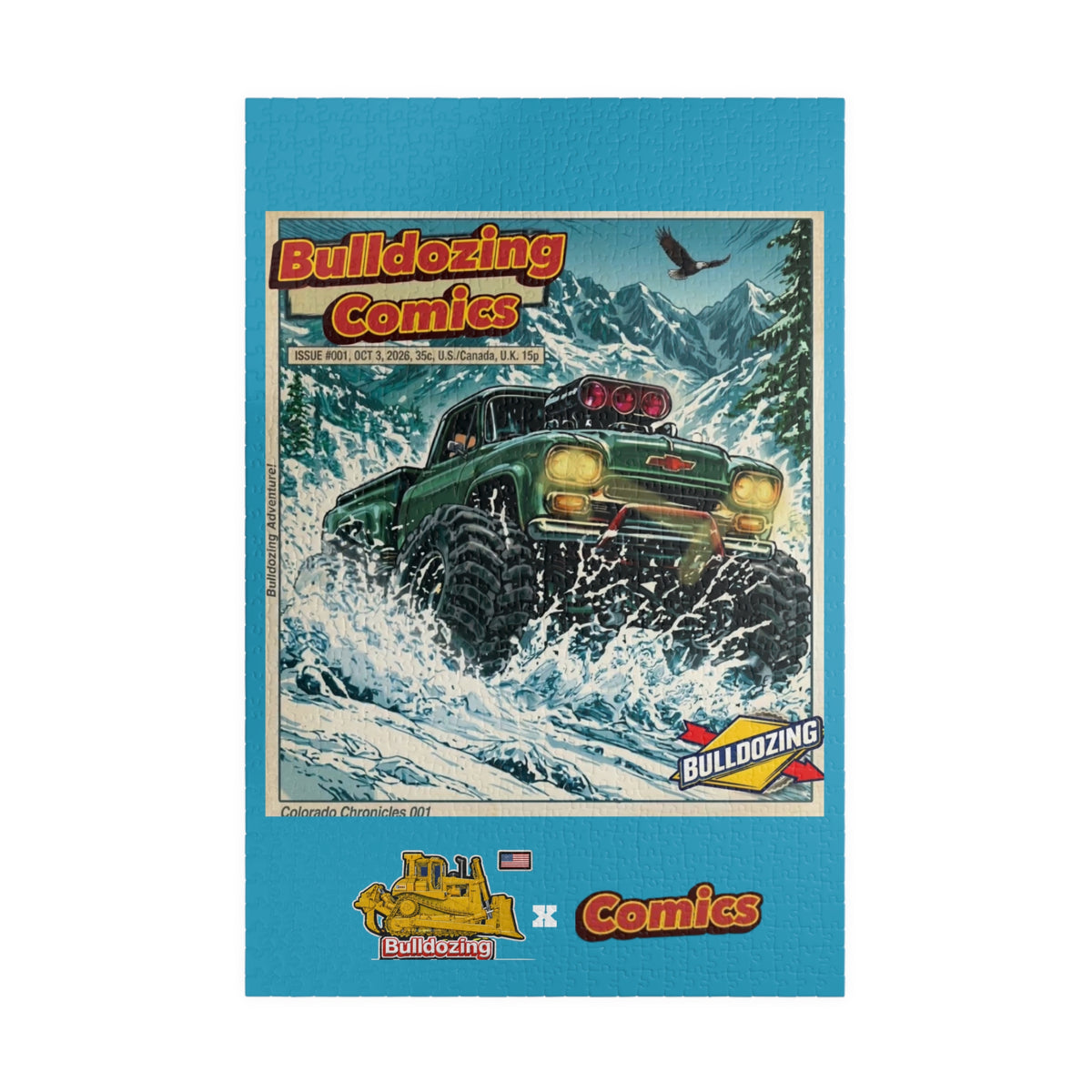 Off‑Road Monster Truck Puzzle — Vintage Bulldozing Comics Art (110/252/520/1014 pc)