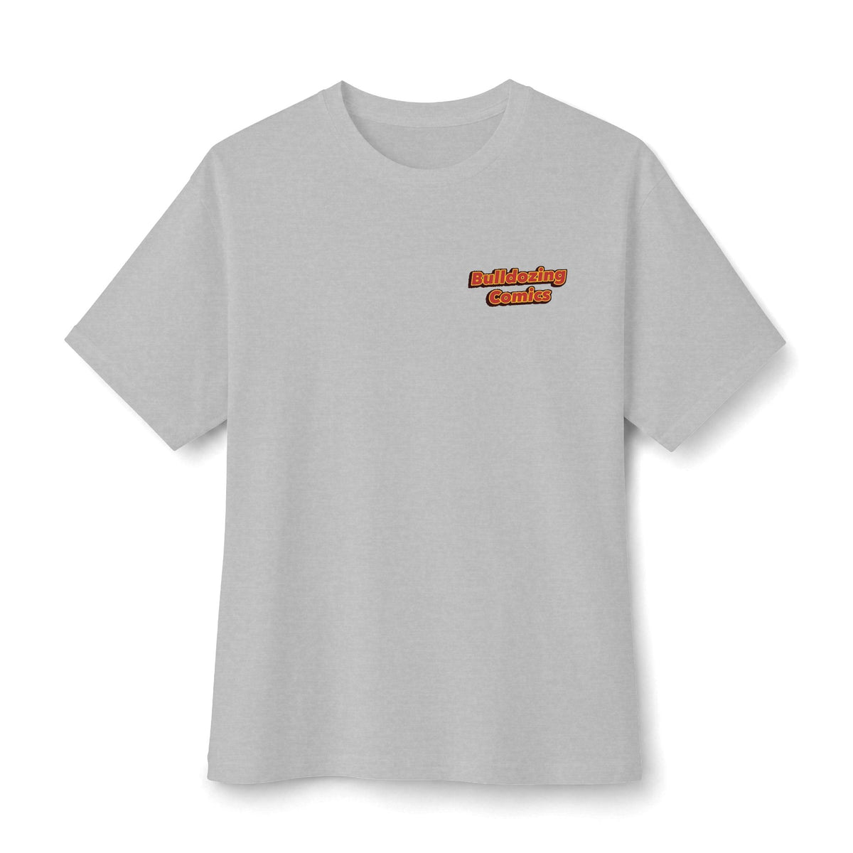 Bulldozing Comics Tee | Small Chest Logo, Vintage Comic Text