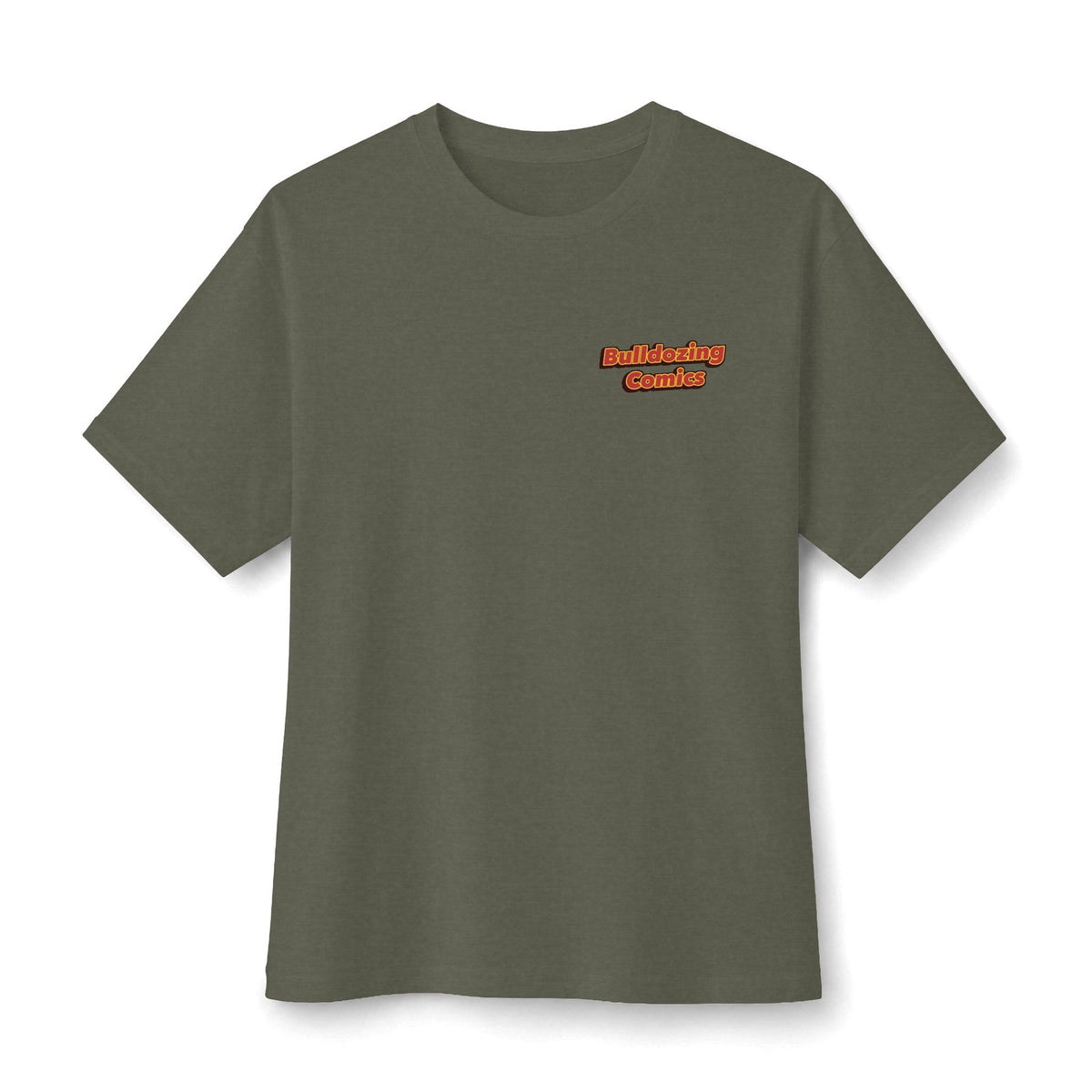 Bulldozing Comics Tee | Small Chest Logo, Vintage Comic Text