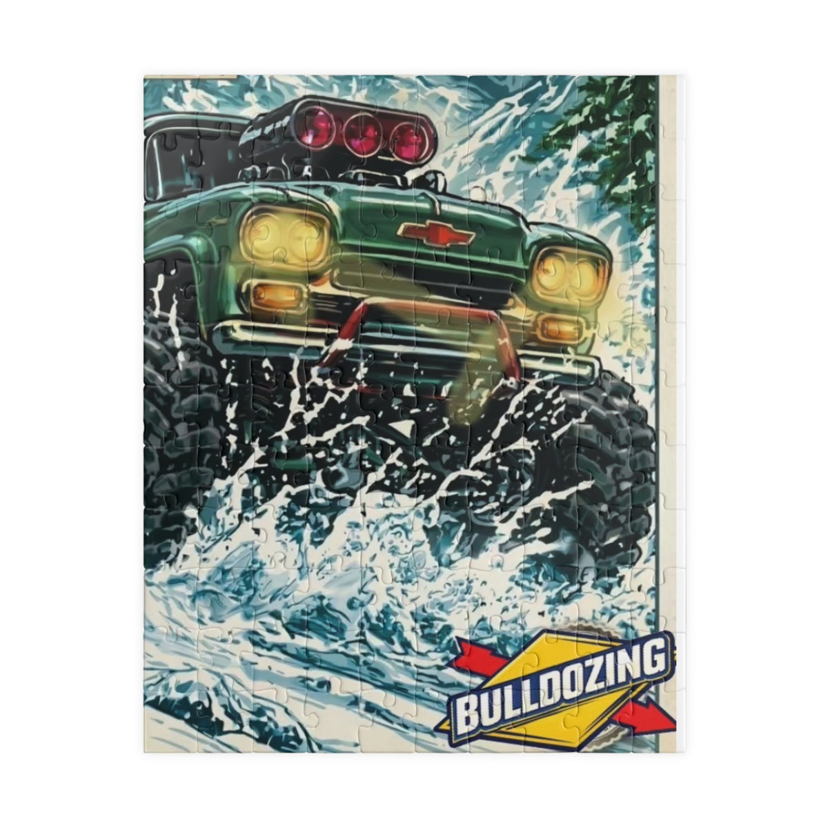 Off‑Road Monster Truck Puzzle — Vintage Bulldozing Comics Art (110/252/520/1014 pc)