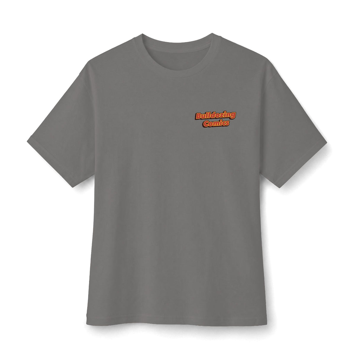 Bulldozing Comics Tee | Small Chest Logo, Vintage Comic Text